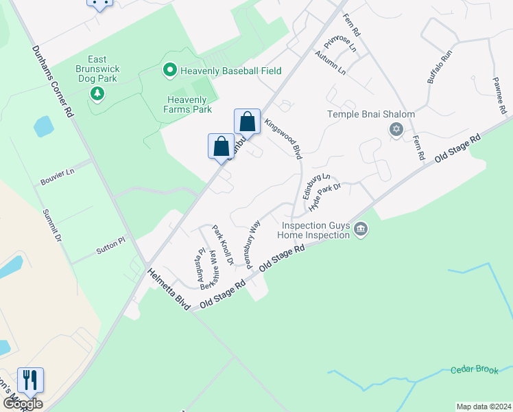 map of restaurants, bars, coffee shops, grocery stores, and more near 906 Cypress Lane in East Brunswick