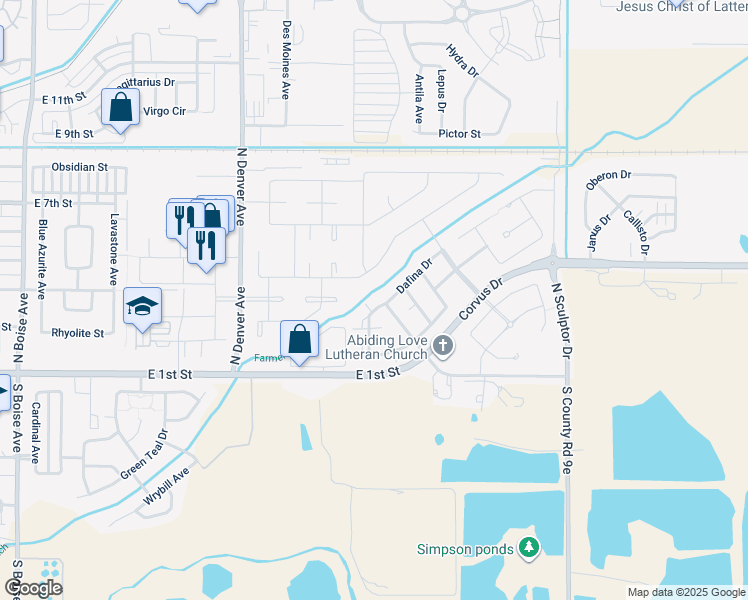 map of restaurants, bars, coffee shops, grocery stores, and more near 335 Carina Circle in Loveland