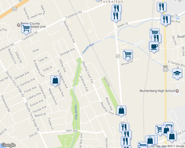 map of restaurants, bars, coffee shops, grocery stores, and more near 3559 Reading Crest Avenue in Reading