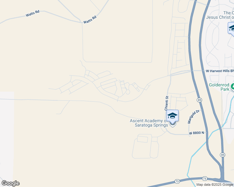 map of restaurants, bars, coffee shops, grocery stores, and more near Spring Run Parkway in Lehi
