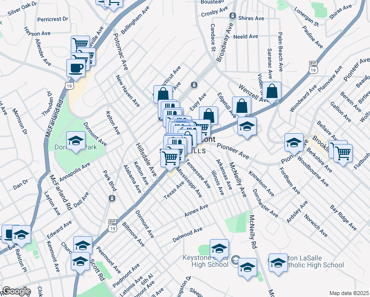 map of restaurants, bars, coffee shops, grocery stores, and more near in Dormont