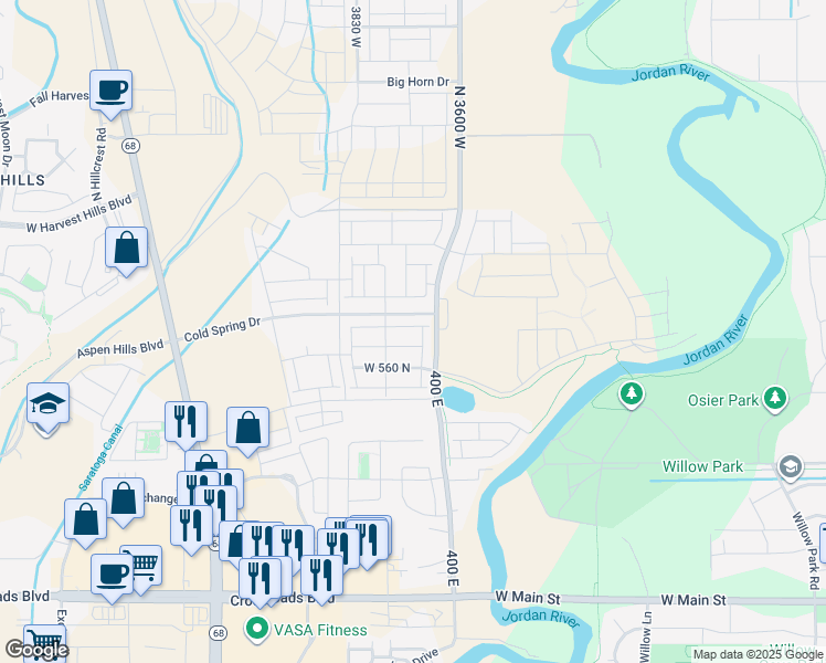 map of restaurants, bars, coffee shops, grocery stores, and more near 3741 West 670 North in Lehi