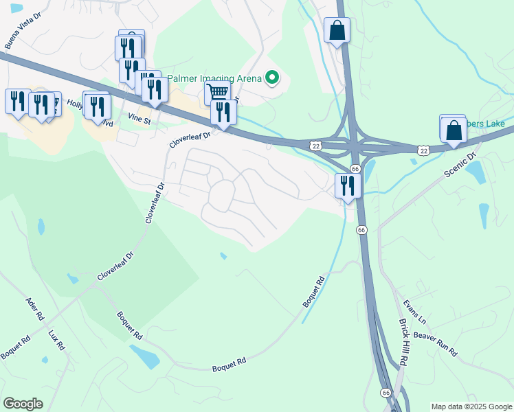 map of restaurants, bars, coffee shops, grocery stores, and more near 147 Pembrooke Drive in Delmont
