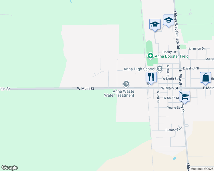 map of restaurants, bars, coffee shops, grocery stores, and more near 101 Brookside Drive in Anna