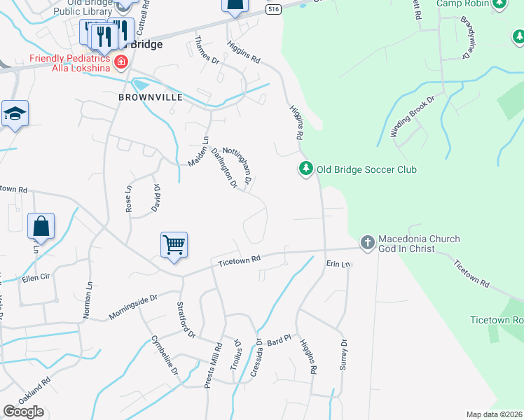 map of restaurants, bars, coffee shops, grocery stores, and more near 811 Darlington Drive in Old Bridge Township