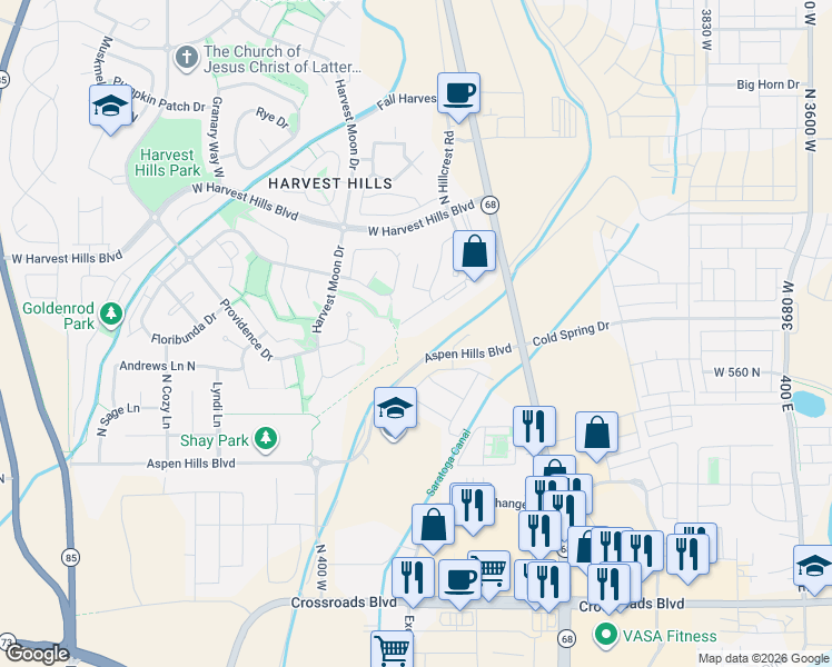 map of restaurants, bars, coffee shops, grocery stores, and more near 231 West Ridge Road in Saratoga Springs