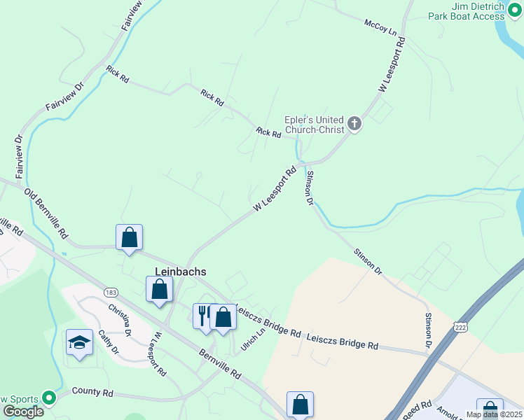 map of restaurants, bars, coffee shops, grocery stores, and more near 1067 West Leesport Road in Leesport