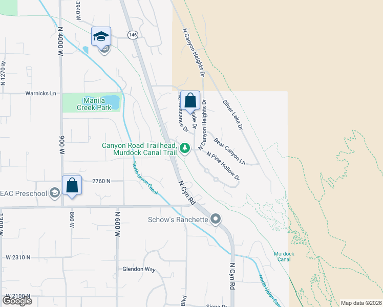 map of restaurants, bars, coffee shops, grocery stores, and more near 8987 North Cottage Canyon Drive in Cedar Hills