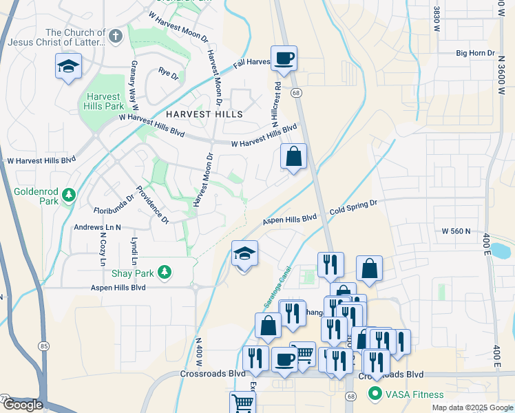map of restaurants, bars, coffee shops, grocery stores, and more near 241 West Ridge Road in Saratoga Springs