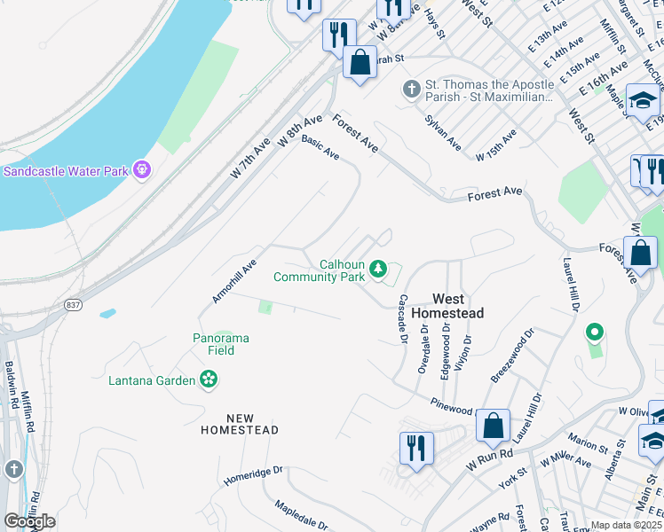 map of restaurants, bars, coffee shops, grocery stores, and more near 542 Niceville Street in Homestead