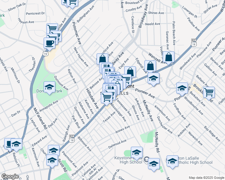 map of restaurants, bars, coffee shops, grocery stores, and more near in Dormont