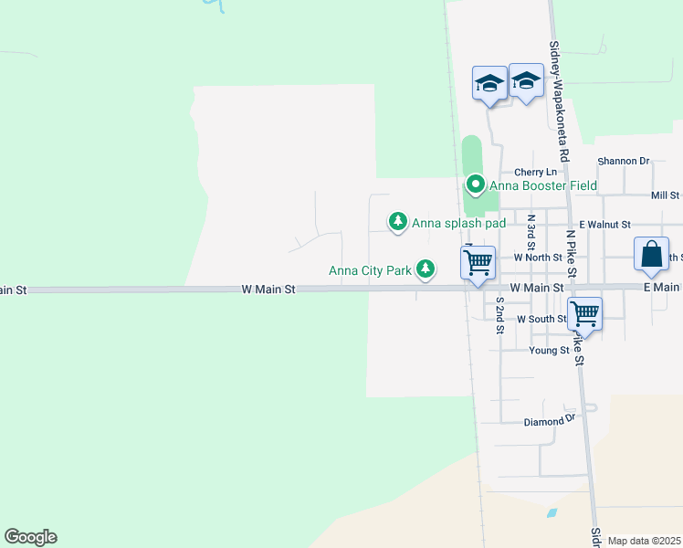 map of restaurants, bars, coffee shops, grocery stores, and more near Brookside Drive in Anna
