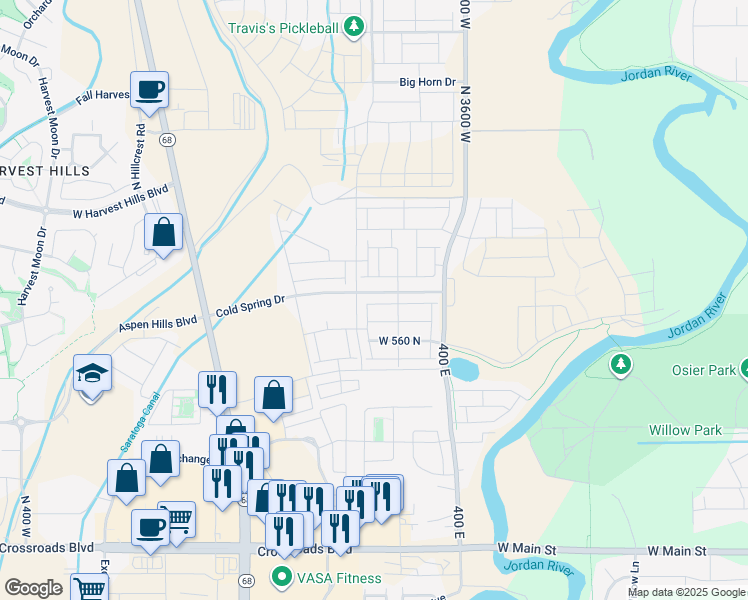 map of restaurants, bars, coffee shops, grocery stores, and more near 8887 West 10400 North in Lehi
