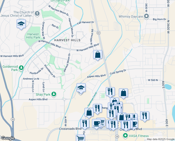 map of restaurants, bars, coffee shops, grocery stores, and more near 221 West Ridge Road in Saratoga Springs
