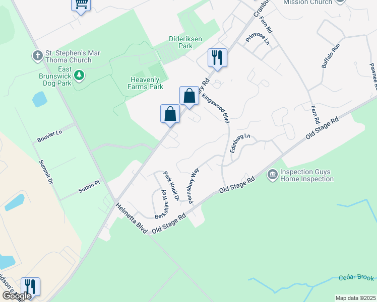 map of restaurants, bars, coffee shops, grocery stores, and more near 906 Cypress Lane in East Brunswick