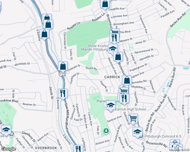 map of restaurants, bars, coffee shops, grocery stores, and more near 313 Copperfield Avenue in Pittsburgh