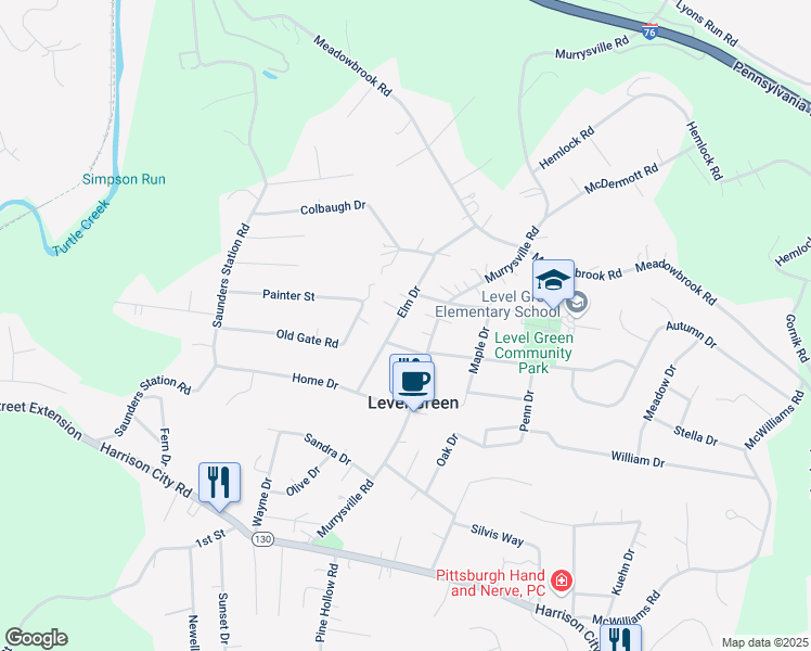 map of restaurants, bars, coffee shops, grocery stores, and more near 200 Murrysville Road in Trafford