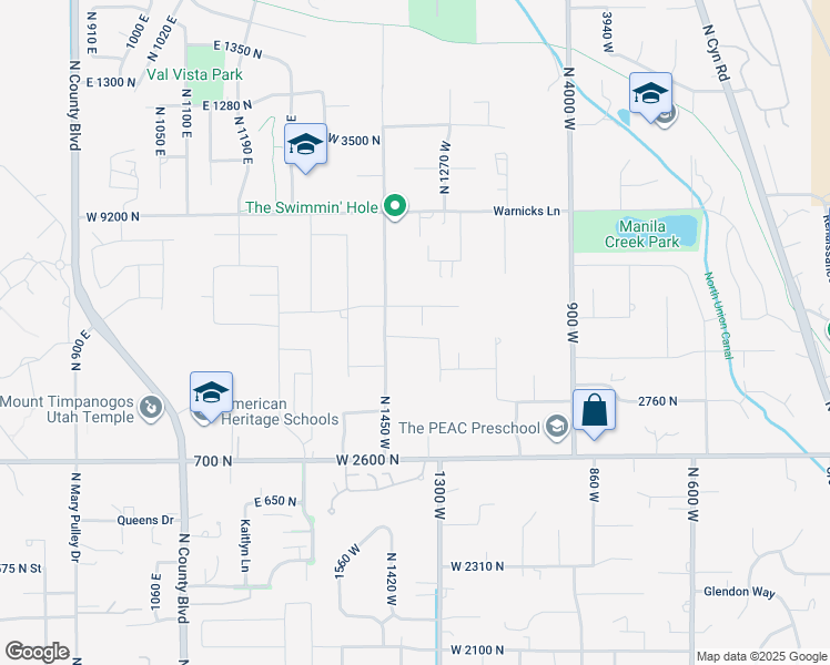 map of restaurants, bars, coffee shops, grocery stores, and more near 2969 North 1350 West Street in Pleasant Grove