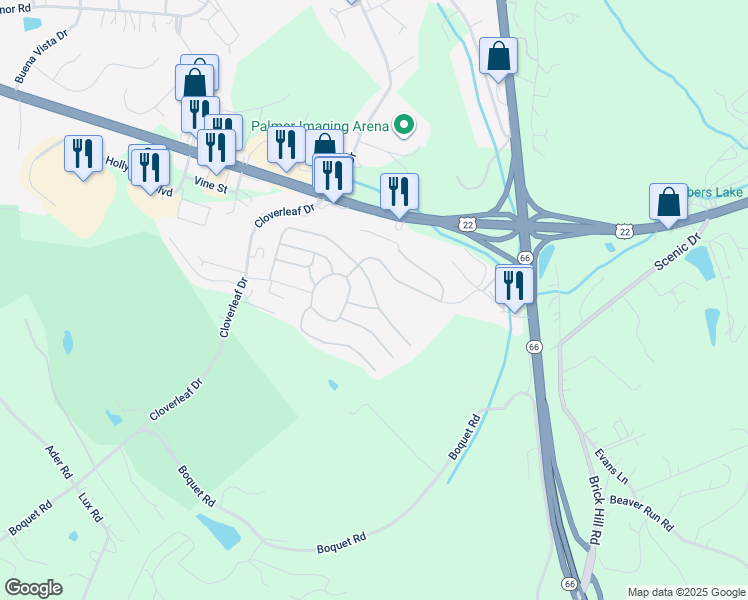 map of restaurants, bars, coffee shops, grocery stores, and more near 154 Pembrooke Drive in Delmont
