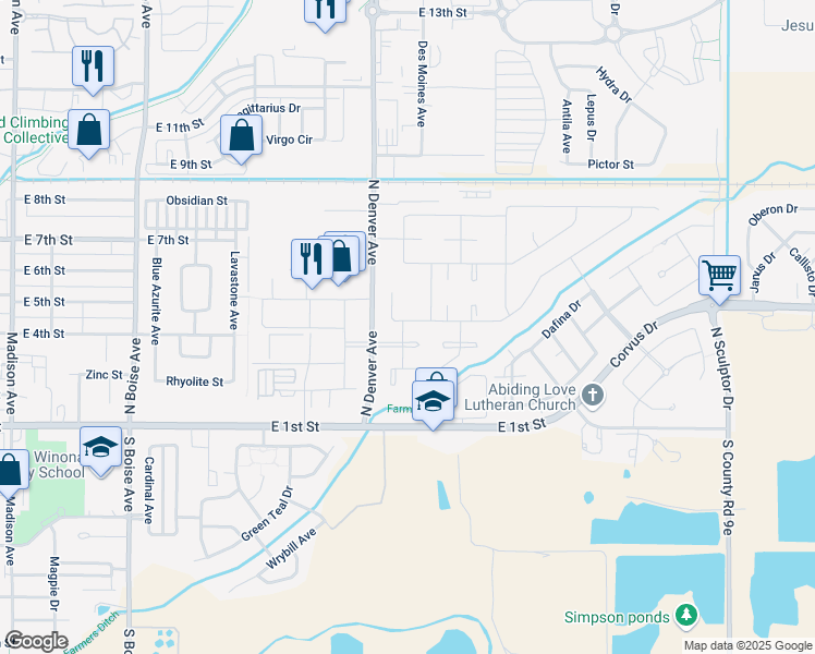 map of restaurants, bars, coffee shops, grocery stores, and more near 396 Emerald Court in Loveland