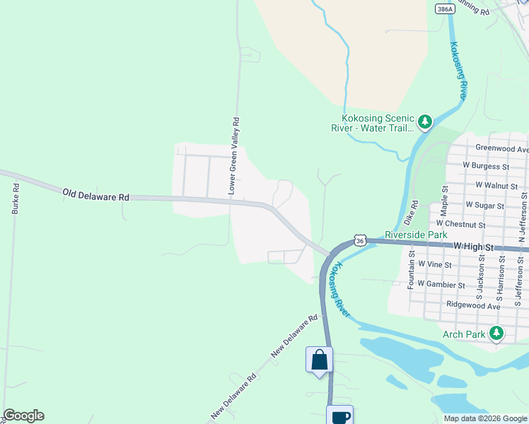 map of restaurants, bars, coffee shops, grocery stores, and more near 1637 Old Delaware Road in Mount Vernon