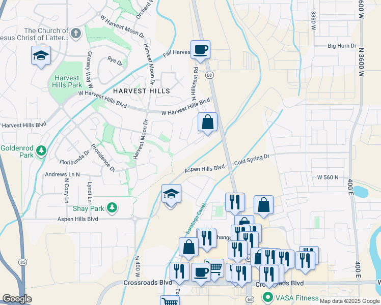 map of restaurants, bars, coffee shops, grocery stores, and more near 169 West Ridge Road in Saratoga Springs