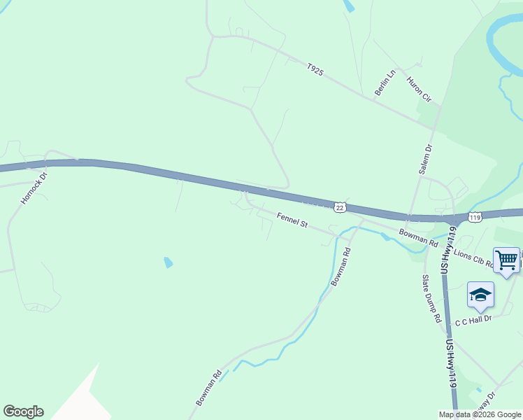 map of restaurants, bars, coffee shops, grocery stores, and more near 265 Fennel Street in New Alexandria