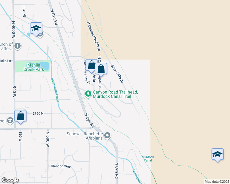 map of restaurants, bars, coffee shops, grocery stores, and more near 3408 Bear Canyon Lane in Cedar Hills
