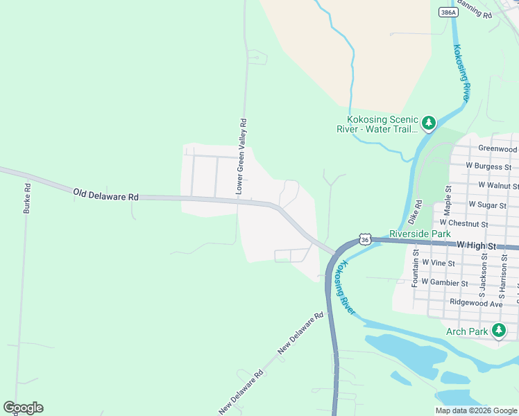 map of restaurants, bars, coffee shops, grocery stores, and more near 1685 Old Delaware Road in Mount Vernon