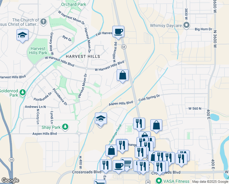 map of restaurants, bars, coffee shops, grocery stores, and more near 143 West Ridge Road in Saratoga Springs