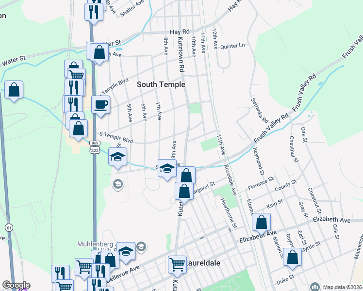 map of restaurants, bars, coffee shops, grocery stores, and more near 812 South Temple Boulevard in Temple