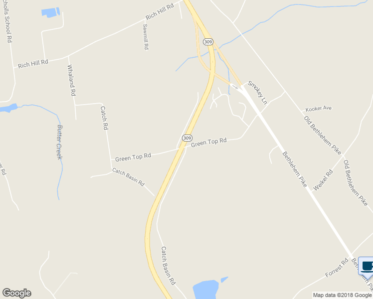 map of restaurants, bars, coffee shops, grocery stores, and more near 1294 Catch Basin Road in Quakertown