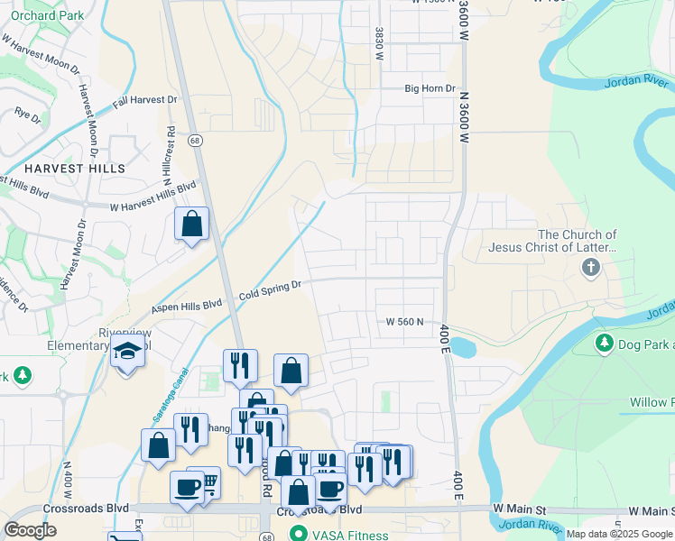 map of restaurants, bars, coffee shops, grocery stores, and more near 4056 West 740 North in Lehi