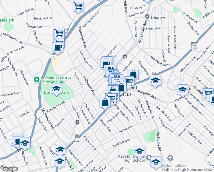 map of restaurants, bars, coffee shops, grocery stores, and more near 2936 Belrose Avenue in Pittsburgh