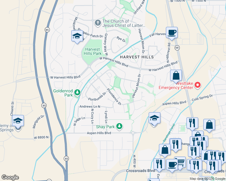 map of restaurants, bars, coffee shops, grocery stores, and more near 427 Cinnamon Circle in Saratoga Springs