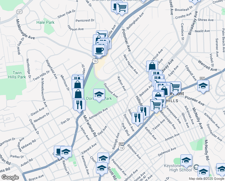 map of restaurants, bars, coffee shops, grocery stores, and more near 3056 Earlsmere Avenue in Pittsburgh