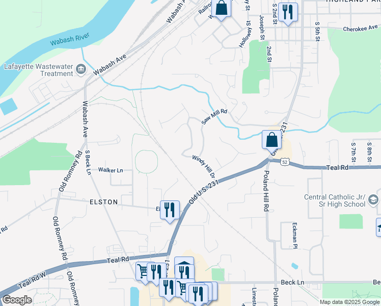 map of restaurants, bars, coffee shops, grocery stores, and more near 230 Windy Hill Drive in Lafayette