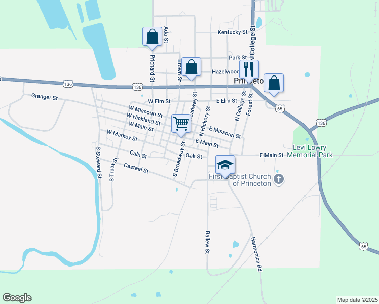 map of restaurants, bars, coffee shops, grocery stores, and more near 901-999 Water St in Princeton