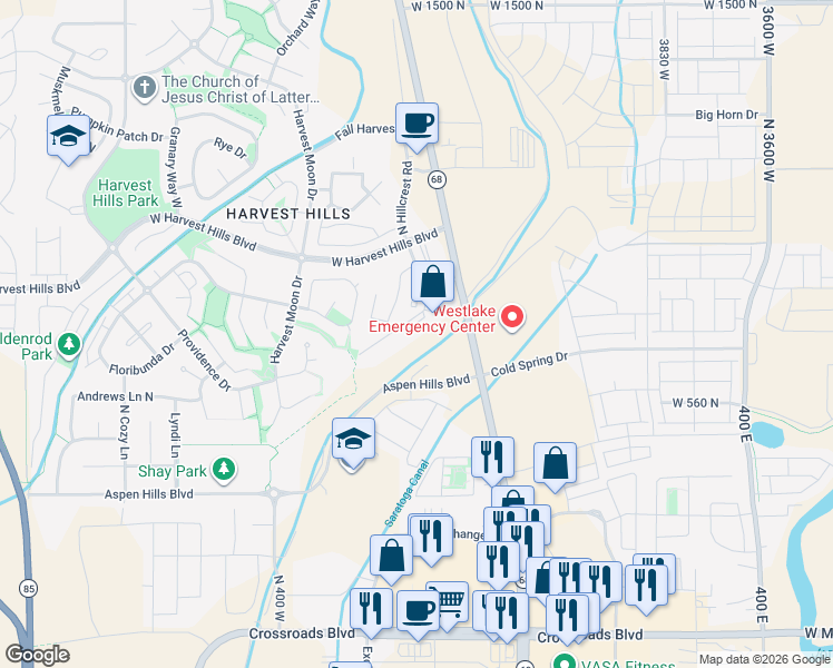 map of restaurants, bars, coffee shops, grocery stores, and more near 143 West Ridge Road in Saratoga Springs