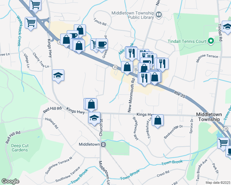 map of restaurants, bars, coffee shops, grocery stores, and more near 1800 New Jersey 35 in Middletown Township