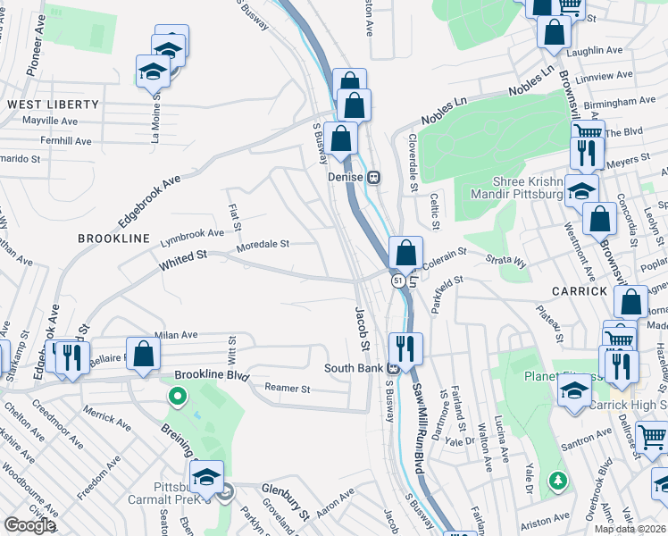 map of restaurants, bars, coffee shops, grocery stores, and more near 1745 Hallowell Street in Pittsburgh