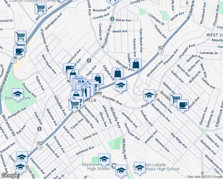 map of restaurants, bars, coffee shops, grocery stores, and more near 2747 West Liberty Avenue in Pittsburgh