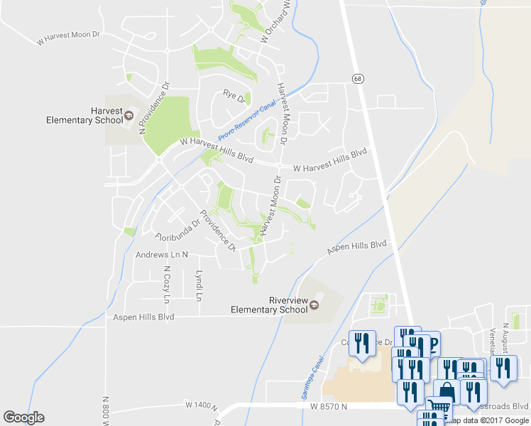 map of restaurants, bars, coffee shops, grocery stores, and more near 1896 West Thompson Place in Saratoga Springs