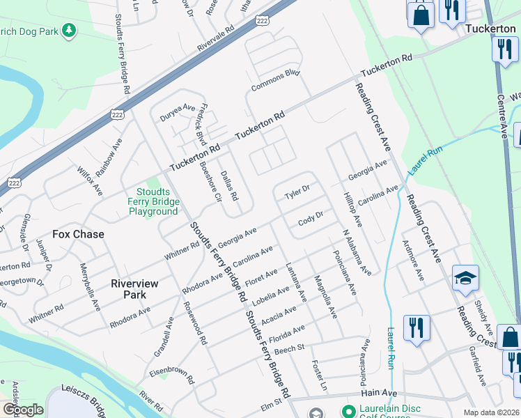 map of restaurants, bars, coffee shops, grocery stores, and more near 1026 Boeshore Circle in Reading