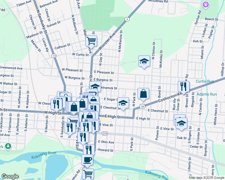 map of restaurants, bars, coffee shops, grocery stores, and more near 118 East Hamtramck Street in Mount Vernon