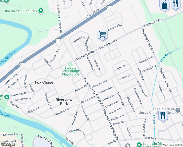 map of restaurants, bars, coffee shops, grocery stores, and more near 704 Beyer Avenue in Reading