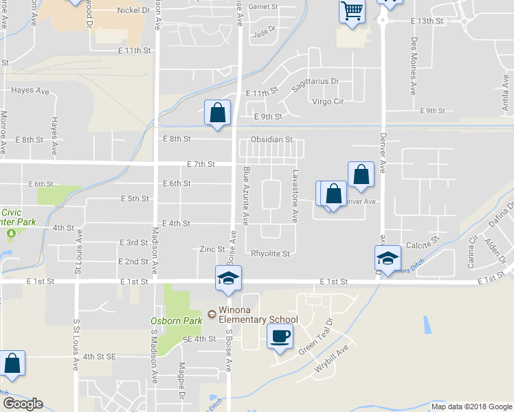 map of restaurants, bars, coffee shops, grocery stores, and more near 479 Flint Avenue in Loveland
