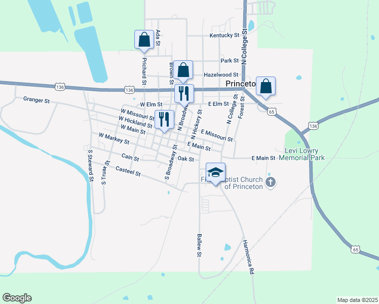 map of restaurants, bars, coffee shops, grocery stores, and more near 999 Water St in Princeton