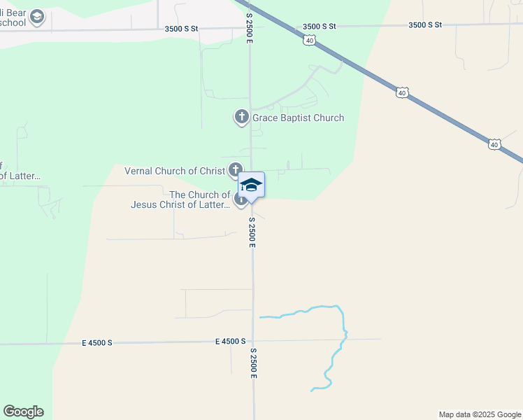 map of restaurants, bars, coffee shops, grocery stores, and more near 4101 South 2500 East in Vernal