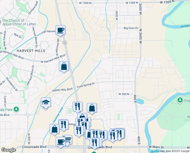 map of restaurants, bars, coffee shops, grocery stores, and more near 3358 Redwood Road in Saratoga Springs
